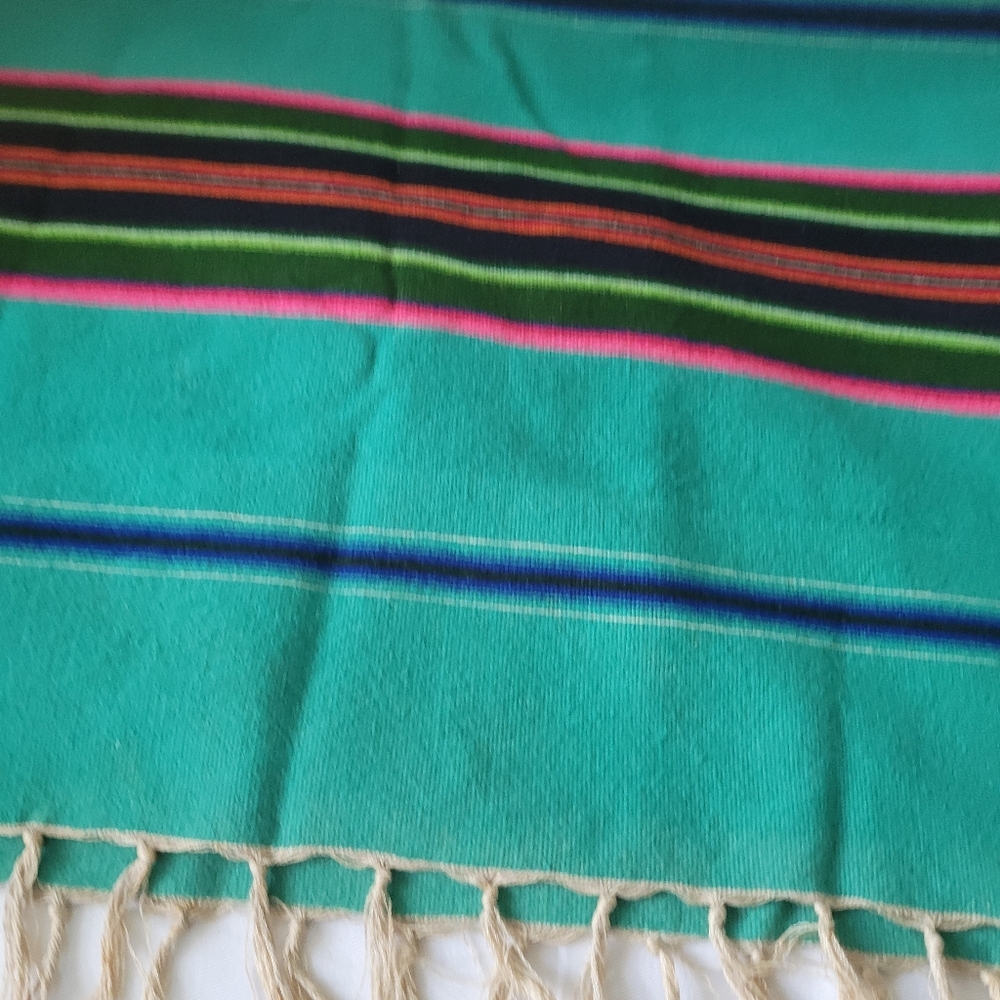 Colorful Striped Wool? Throw Blanket with 3" Fringe - Picture 3 of 16